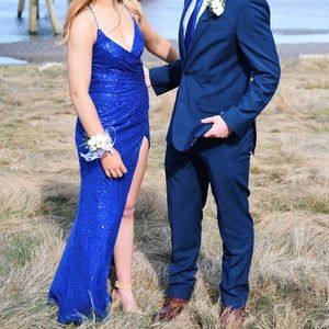 Sparkle blue maxi dress, prom, sparkle